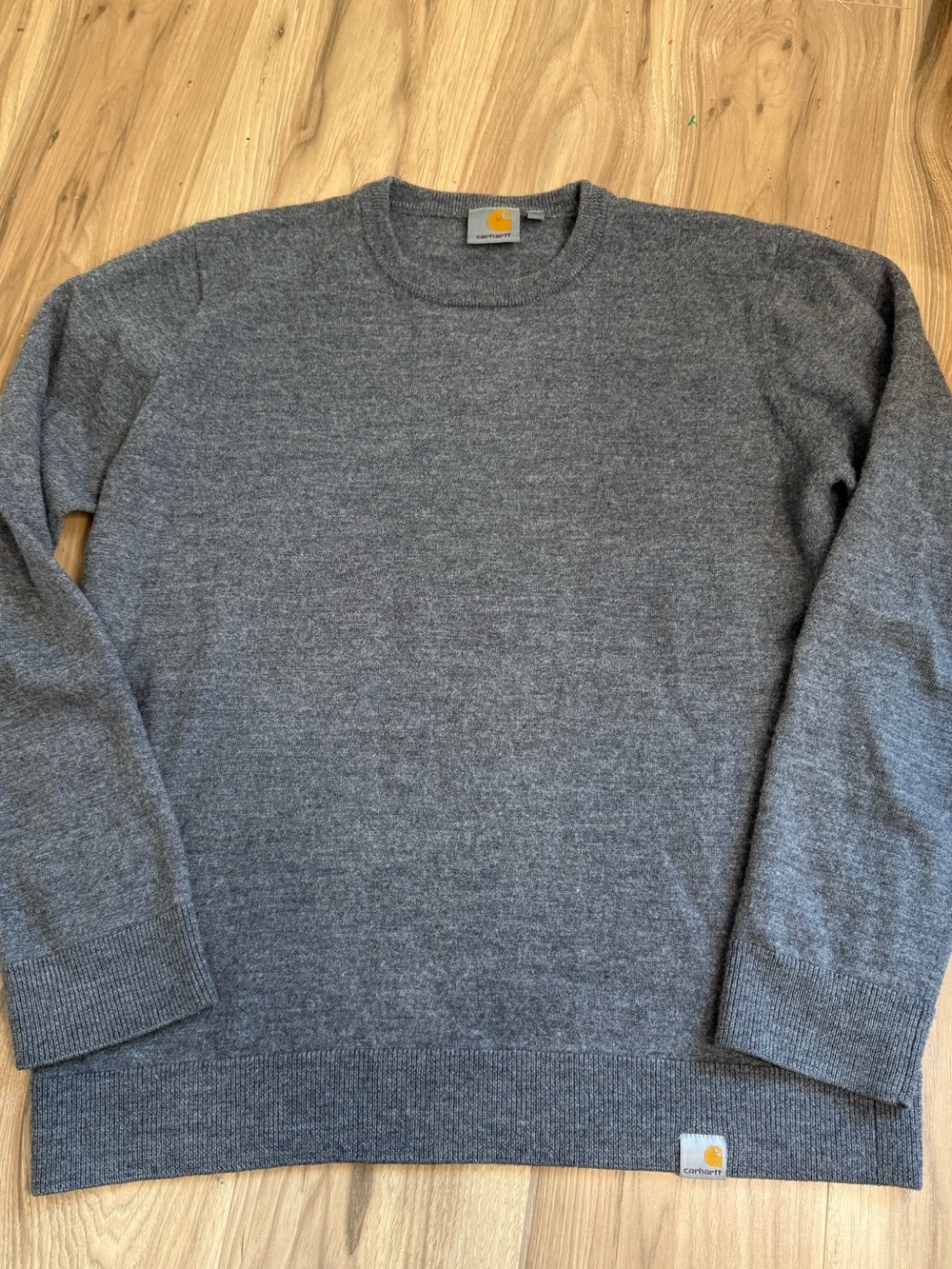 Carhartt WIP Grey Melange 100% Merino Wool Crewneck Sweater Men's Size L (Fit M)
